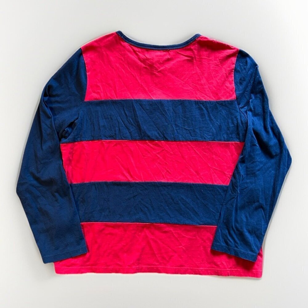 VINTAGE Lauren Ralph Lauren Rugby Shirt Equestrian Club Women's Size XL Red Blue - Picture 2 of 7